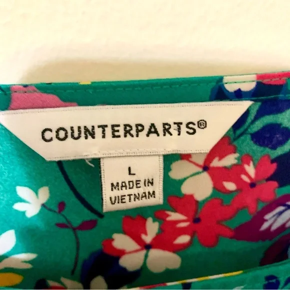 Counterparts Floral Green Blouse/Top - Large - Picture 6 of 7